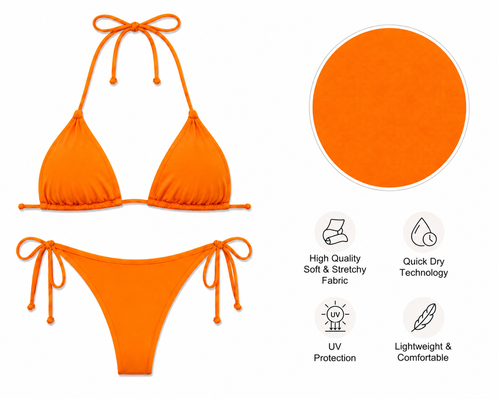 Sheick orange solid bikini set