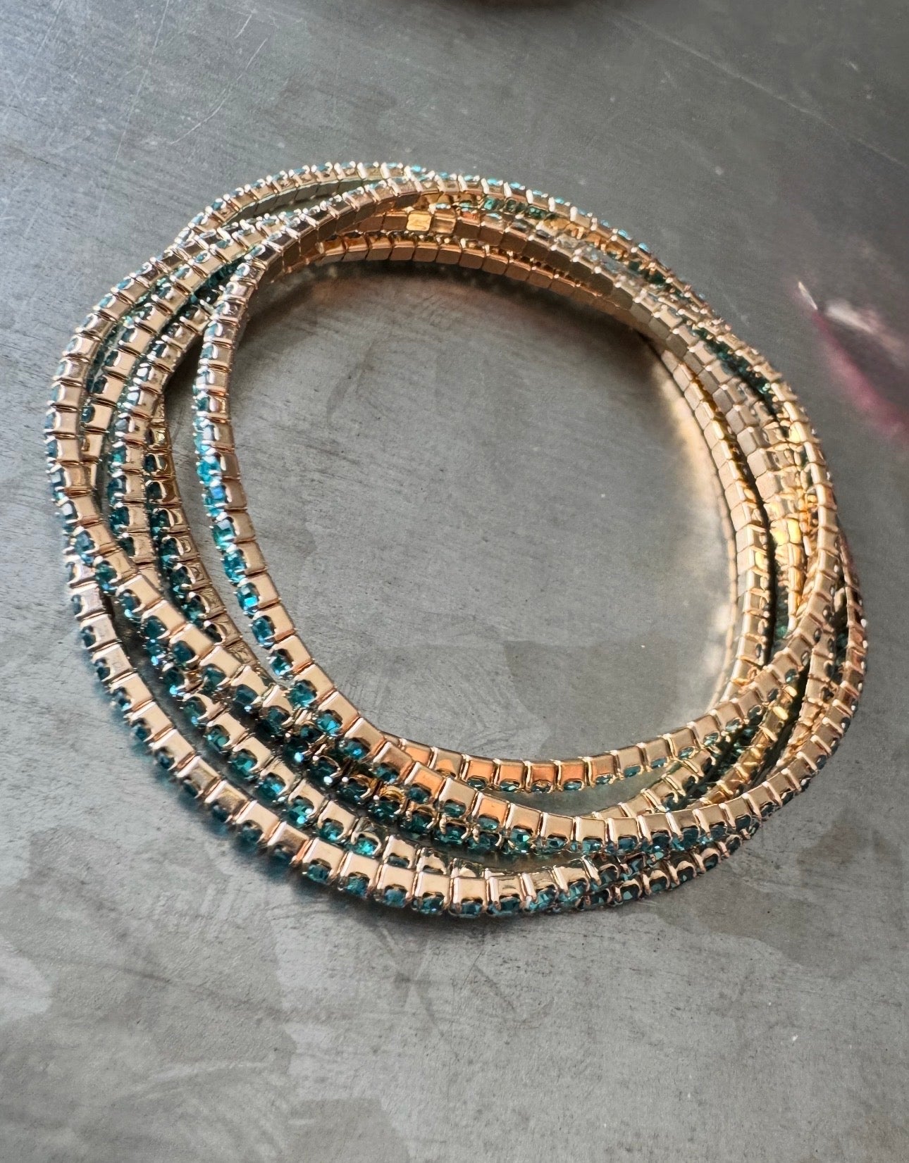 Sheick shine crystal diamond 5 piece bracelet ocean teal