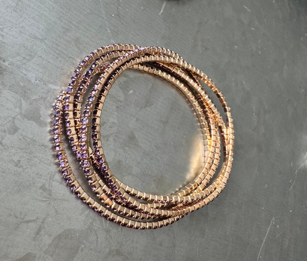 Sheick shiny crystal diamond 5 piece bracelet amethyst plum