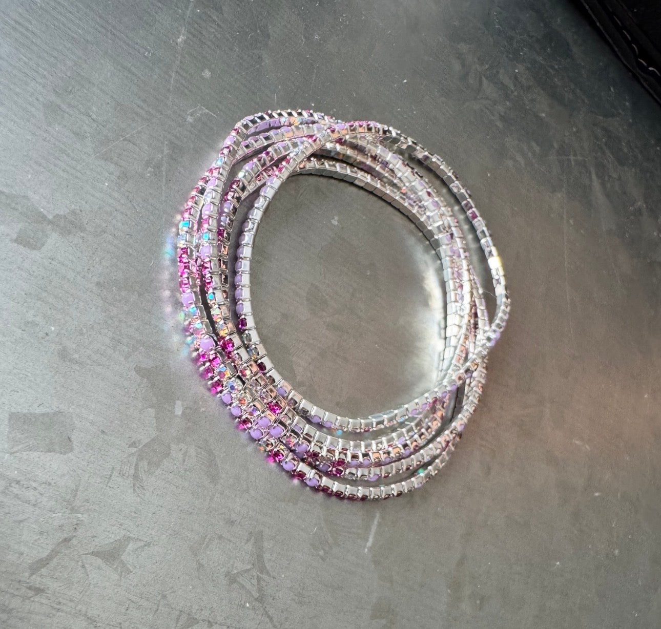 Sheick shiny crystal diamond 5 piece bracelet set lavender opal