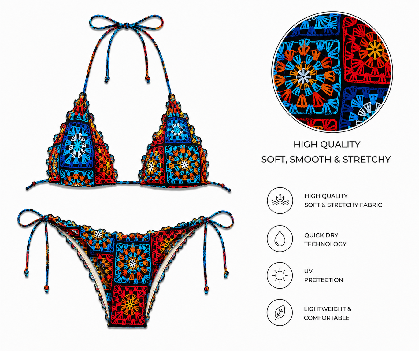 Sheick Hand made look printed bikini set