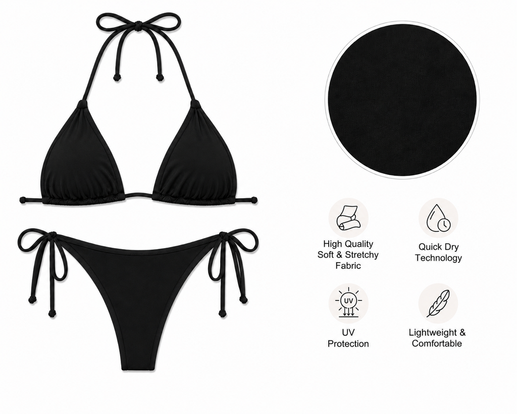 Sheick black solid bikini set