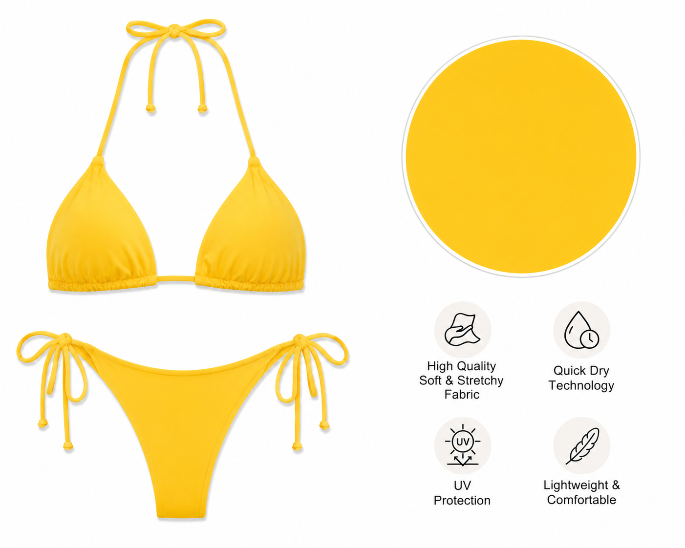 Sheick yellow solid bikini set