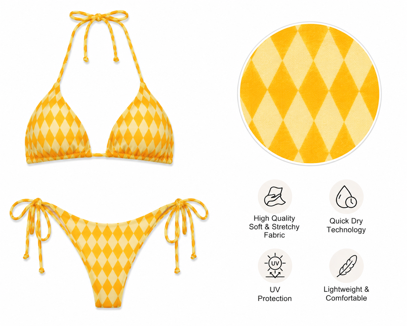 Sheick checkere printed bikini set
