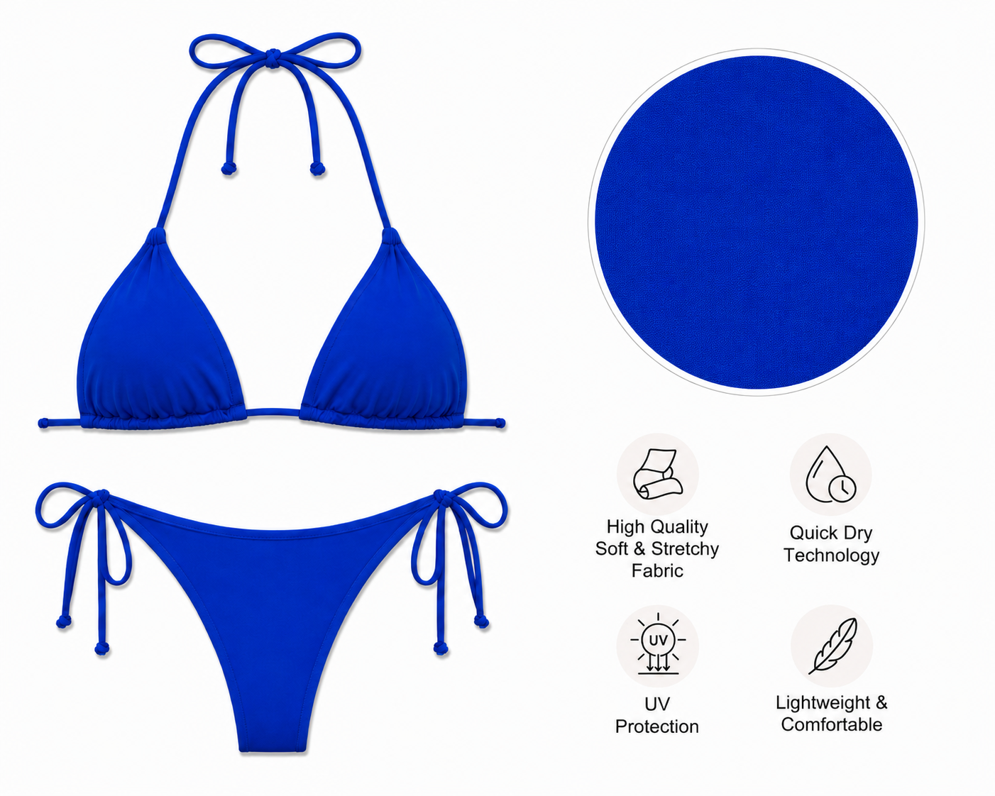 Sheick blue solid bikini set