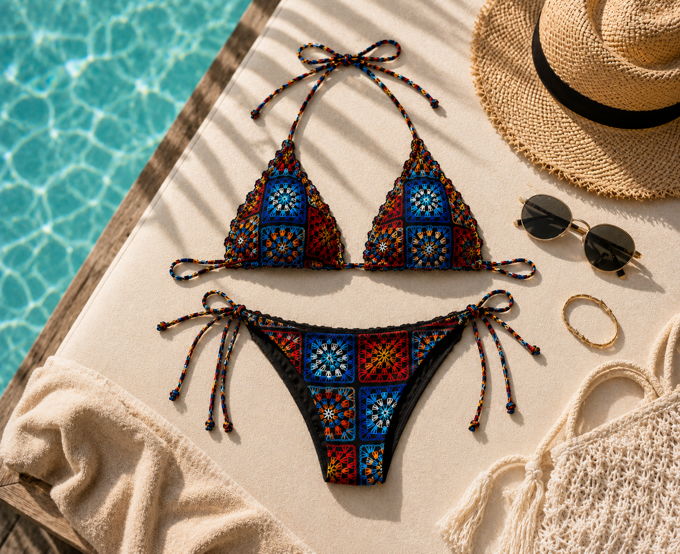 Sheick Hand made look printed bikini set