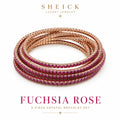 Sheick shiny crystal diamond 5 piece bracelet set fuchsia rose